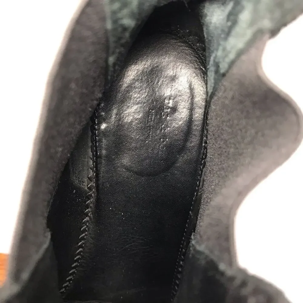 Rag &‎ Bone Devon Waxed Suede Ankle Booties Black Stacked Heel Womens 9.5